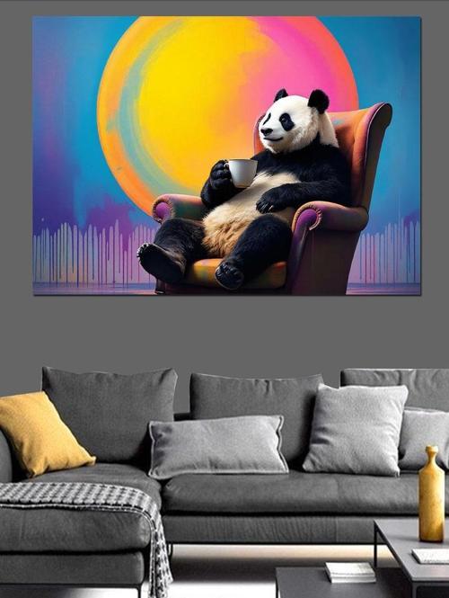 Koltuğunda Oturan Panda Dekoratif Kanvas - Mdf Ahşap Tablo