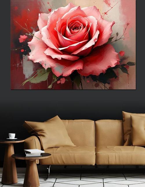 Solmuş Pembe Gül Dekoratif Kanvas - Mdf Ahşap Tablo