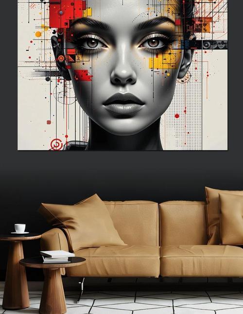 Soyut Makyajlı Kadın Portresi Dekoratif Kanvas - Mdf Ahşap Tablo