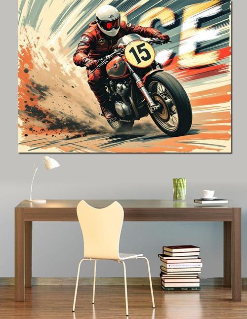 Hızlı Motor Yarışı Dekoratif Kanvas - Mdf Ahşap Tablo