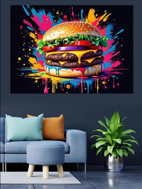 Boyalı Dev Hamburger Dekoratif Kanvas - Mdf Ahşap Tablo