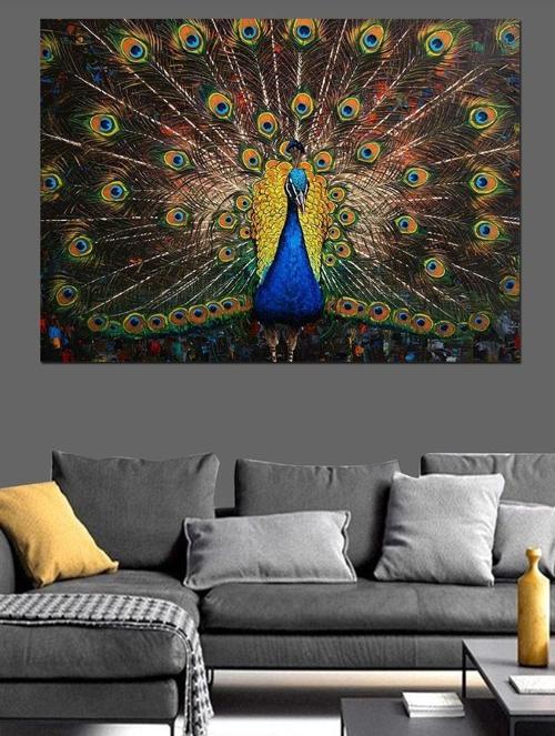 Tavus Kuşu Renk Cümbüşü Dekoratif Kanvas - Mdf Ahşap Tablo