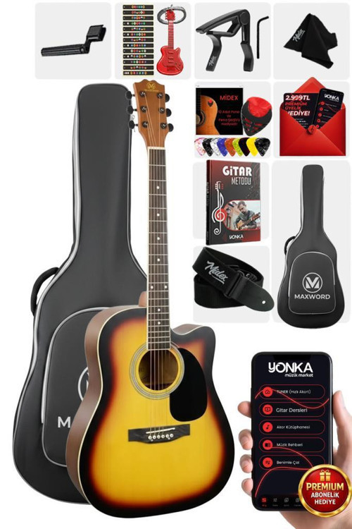 MCG-650SB Yüksek Kaliteli Ağaç Akustik Gitar Full Set