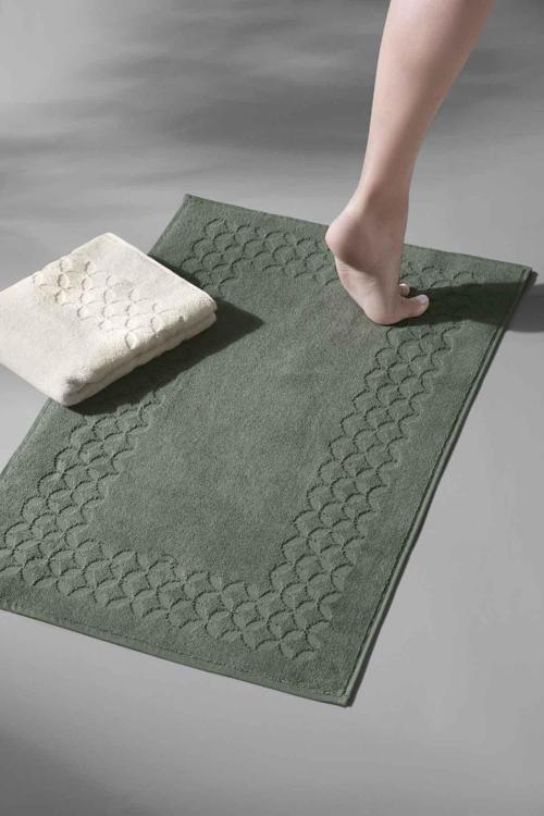 Biscay Bathmat Olive - Ekstra Yumusak, Modern   %100 Pamuk 50x75cm. Ayak Havlusu / Banyo Paspas Seti 