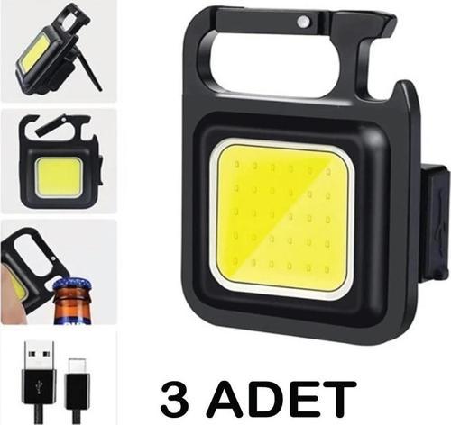 3 Adet LED Mini Anahtarlık Fener Şarjlı Kamp Balıkçı Tamirci Için Çalışma Feneri Çok Fonksiyonlu Taşınabilir