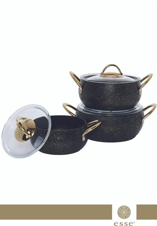 Gold Granit Güveç Tencere Set 6 Parça 16-18-20 Cm E0023