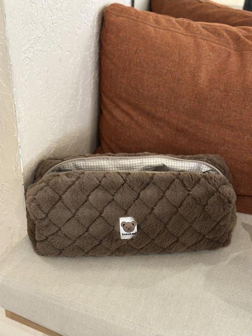 Acı Kahve Peluş Saç Şekillendiricileri İçin Seyahat Çantası - Xl Boy