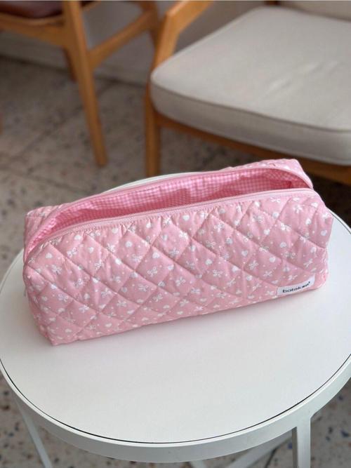 Pembe Kurdele Desenli Saç Şekillendiricileri İçin Seyahat Çantası - Xl Boy