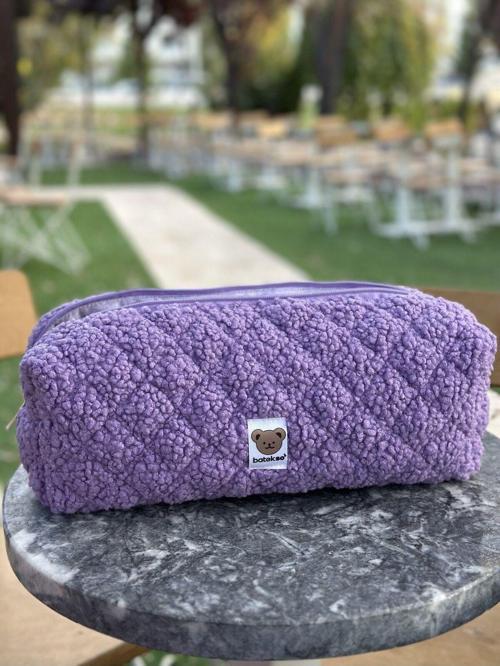 Lila Teddy Saç Şekillendiricileri İçin Seyahat Çantası - Xl Boy