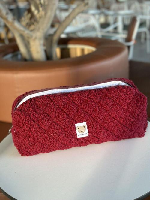 Bordo Teddy Saç Şekillendiricileri İçin Seyahat Çantası - Xl Boy