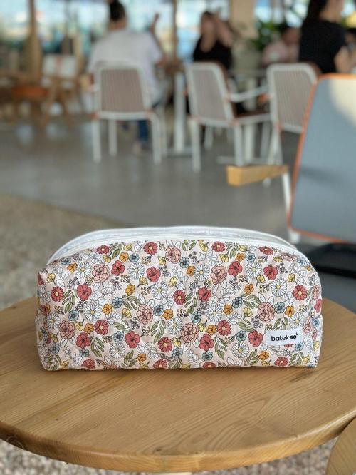 Karışık Çiçek Desenli Saç Şekillendiricileri İçin Seyahat Çantası - Xl Boy