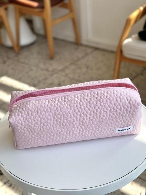 Toz Pembe Çiçek İşlemeli Saç Şekillendiricileri İçin Seyahat Çantası - Xl Boy