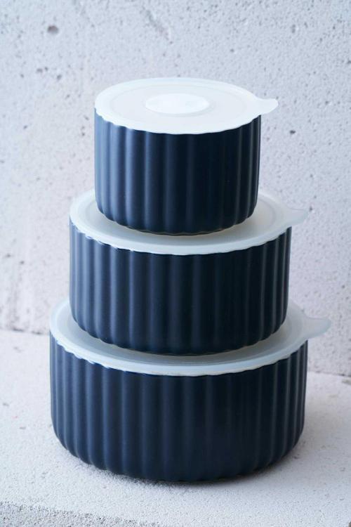 KAL-07464/6 Blush 10/13/15 cm 3 lü Kapaklı Saklama Kabı - Lacivert