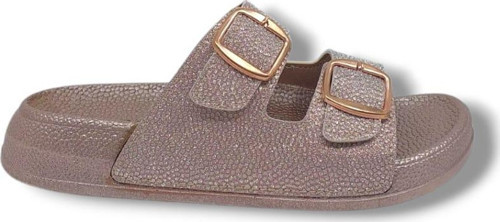 Pienn 20061 Kadın Bronz Pırıltılı Tokalı Günlük Kullanım Terlik