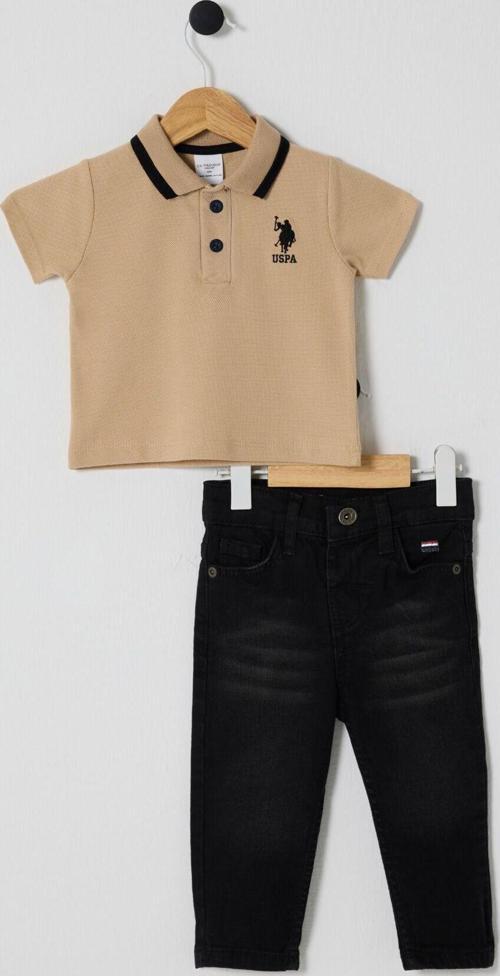 U.S POLO ASSN ERKEK BEBEK 2Lİ  PİKE T-SHIRT TAKIM Bej
