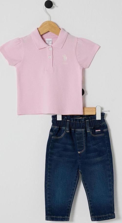 U.S.POLO KIZ BEBEK 2Lİ TSHIRT TAKIM Toz Pembe