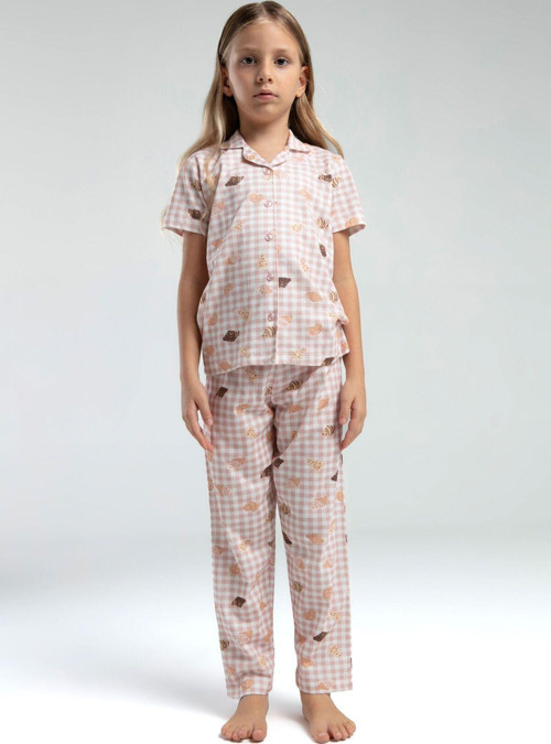 Kız Çocuk Beyaz Gömlek Pijama Takım