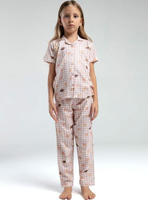 Kız Çocuk Beyaz Gömlek Pijama Takım