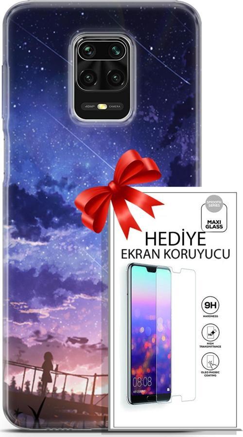 Xiaomi Redmi Note 9 Pro Kılıf Orijinal Seri Fantasy 09 Kayan Yıldızlar Uv Kılıf Ve Ekran Koruyucu
