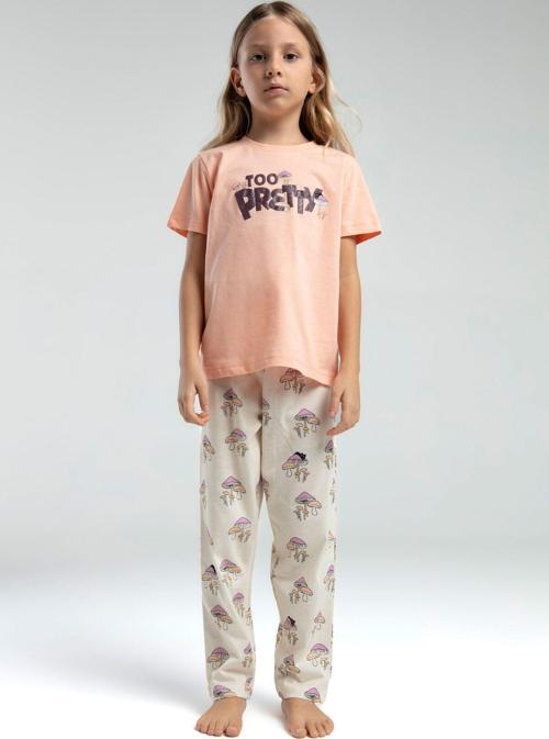 Kız Çocuk Turuncu Kısa Kol Pijama Takım