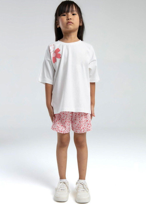 Kız Çocuk Beyaz Şort Takım