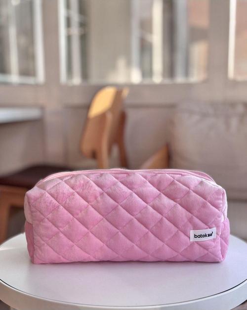 Pembe Dokulu Saç Şekillendiricileri İçin Seyahat Çantası - Xl Boy