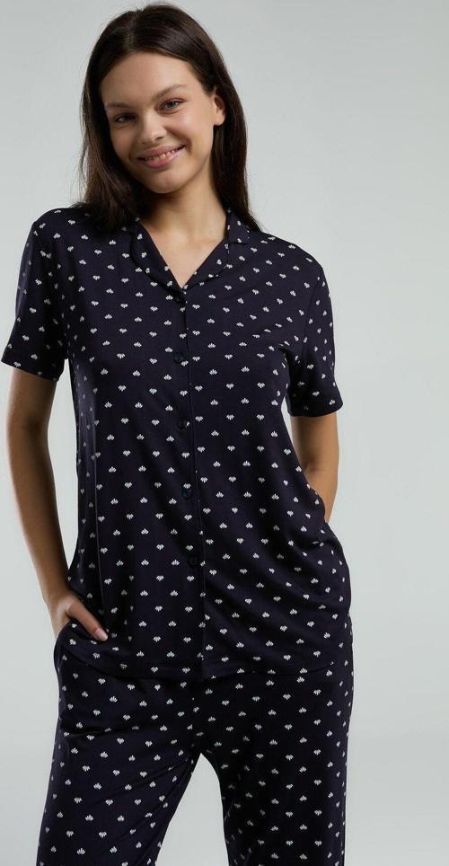 Kadın Lacivert Gömlek Pijama Takım