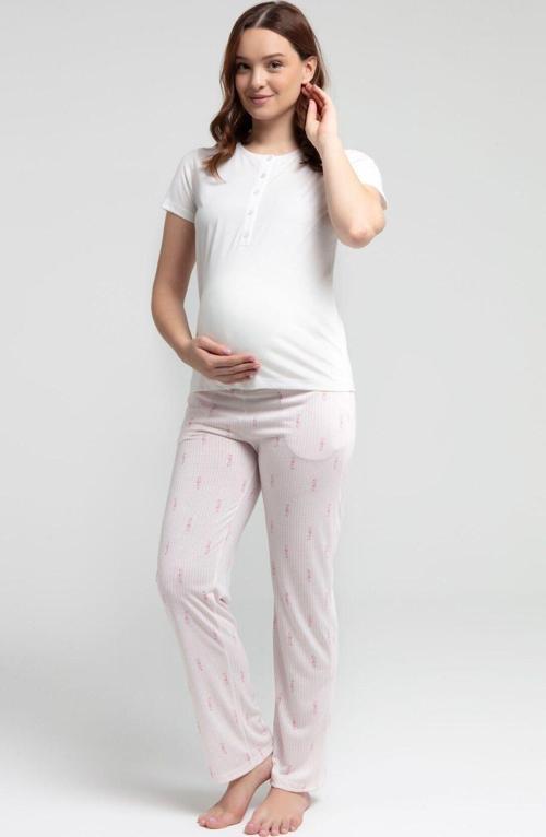Kadın Beyaz Lohusa Pijama Takım