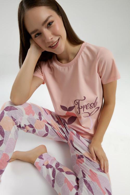 Kadın Turuncu Kısa Kol Pijama Takım