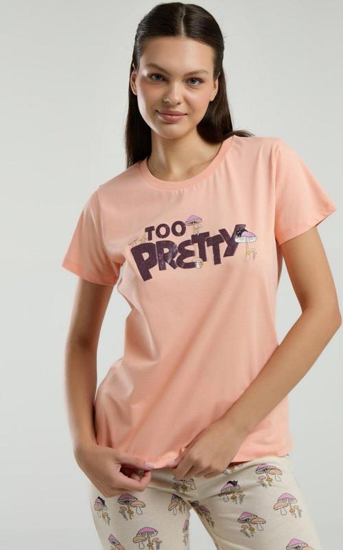 Kadın Turuncu Kısa Kol Pijama Takım