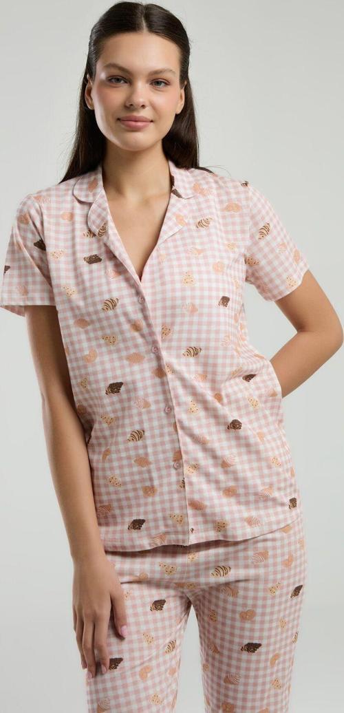 Kadın Beyaz Gömlek Pijama Takım