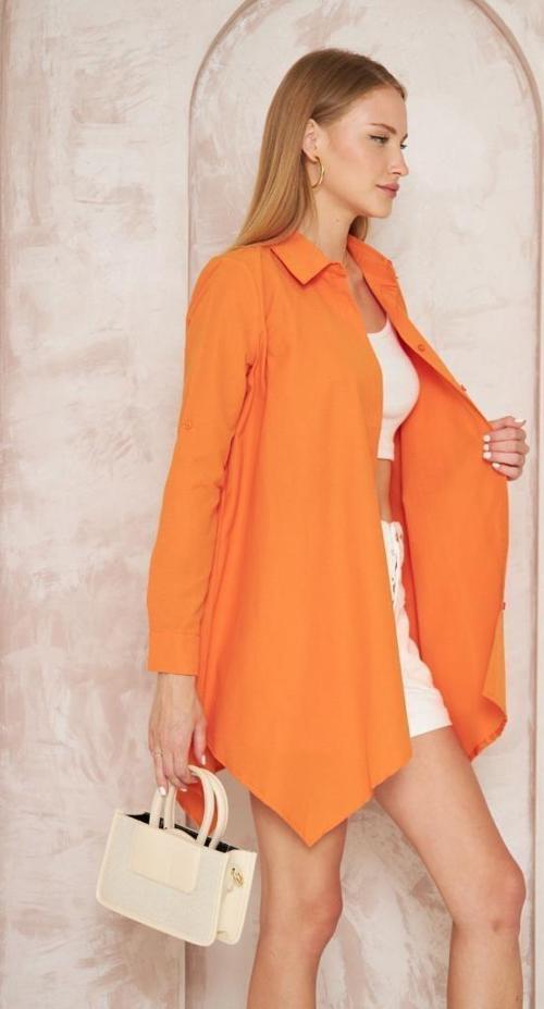 Kadın Asimetrik Tesettüre Uygun Gömlek Yaka Uzun Kol Salaş Tunik Elbise 4912230