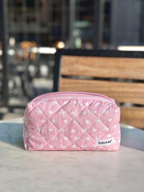 Pembe Kurdele Desenli Kalem Çantası