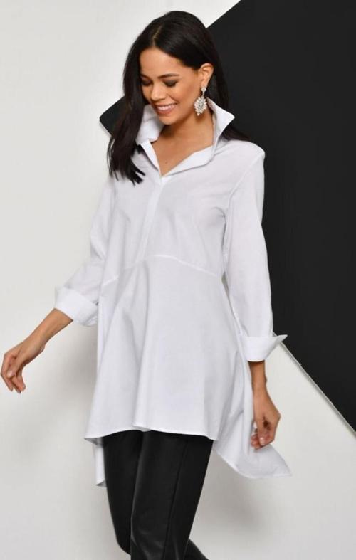 Kadın Asimetrik Tesettüre Uygun Uzun Terikoton Turuncu Tunik Gömlek Elbise 4912230