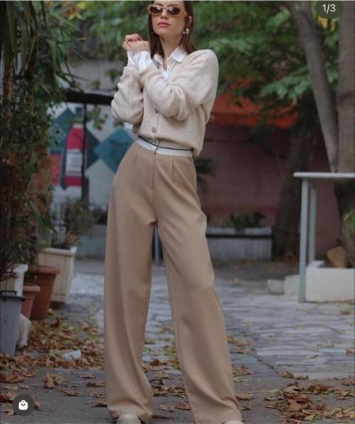 Kadın Palazzo Atlas Kumaş Ters Kemer Detaylı Bol Rahat Atlas Kumaş Pantolon 7220250