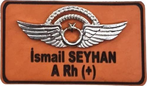 Deri Metal Rozetli Kıdemli Pilot İsimliği Tulum İsimlik - Deri İsimlik - Pilot İsimlik
