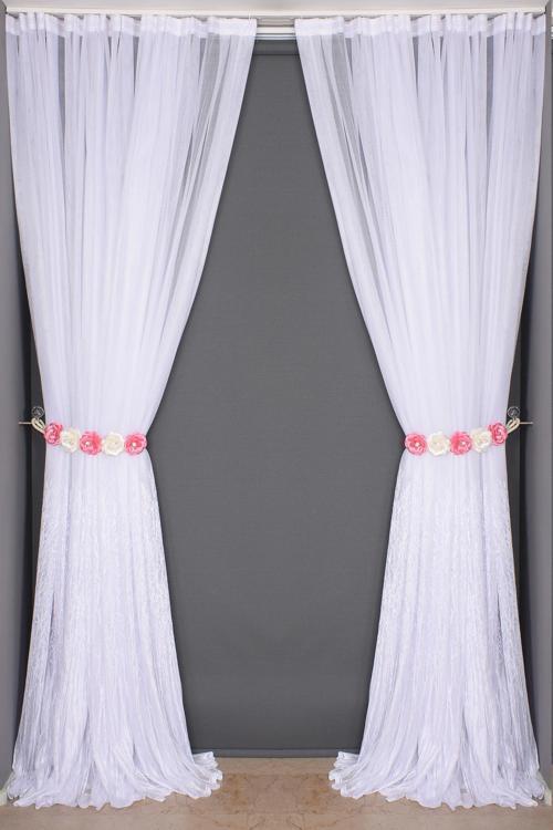 SELVİ DESEN BEYAZ RENK TEK KANAT Hazır dikilmiş Pileli Fon Perde 300*260 cm