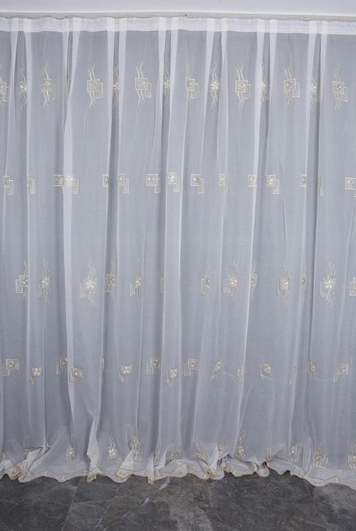 BRODE 1250 DESEN KREM RENK TEK KANAT Hazır dikilmiş Pileli Fon Perde 300*260 cm