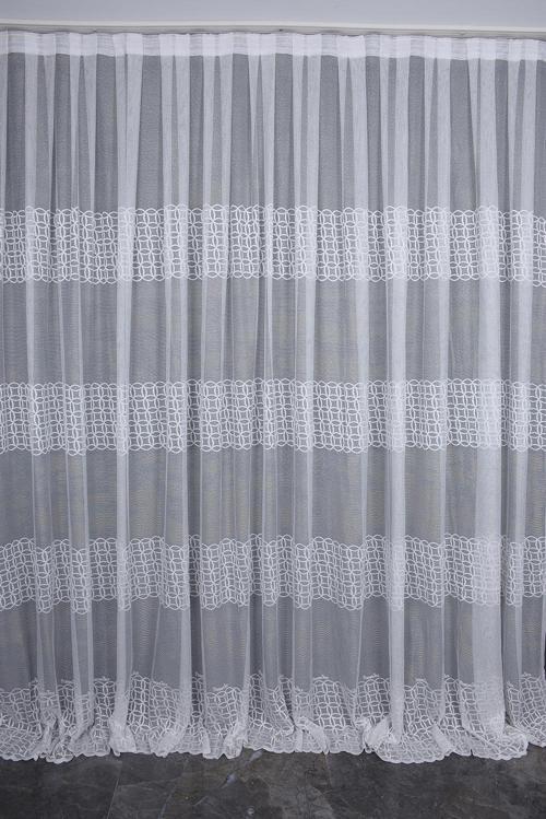 KDK 1380 DESEN KIRIK BEYAZ RENK TEK KANAT Hazır Dikilmiş Pileli Fon Perde 300*260 Cm