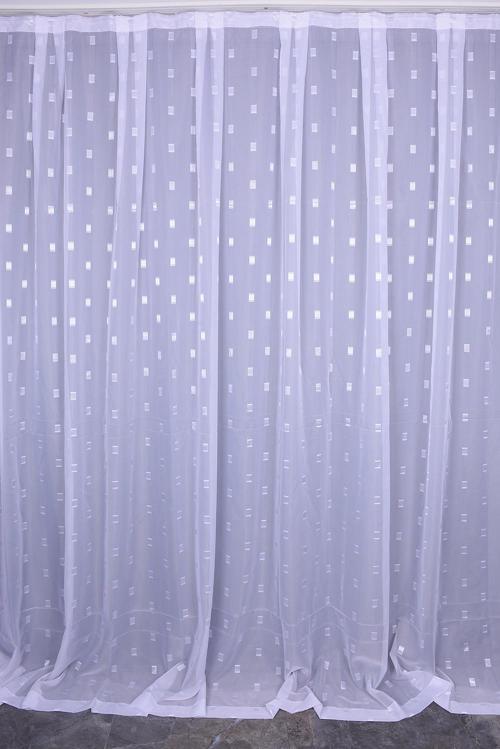 TERGAL BEYAZ KARELİ BEYAZ RENK TEK KANAT Hazır Dikilmiş Pileli Fon Perde 300*260 Cm