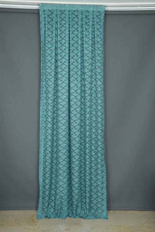 ÇİÇEK MODEL PETROL YEŞİLİ RENK TEK KANAT Hazır dikilmiş Pileli Fon Perde 75*260 cm