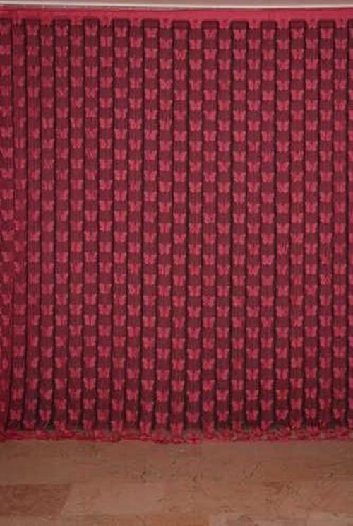 KELEBEK BİRLEŞİK MODEL FUŞYA RENK HAZIR İP PERDE 300*280