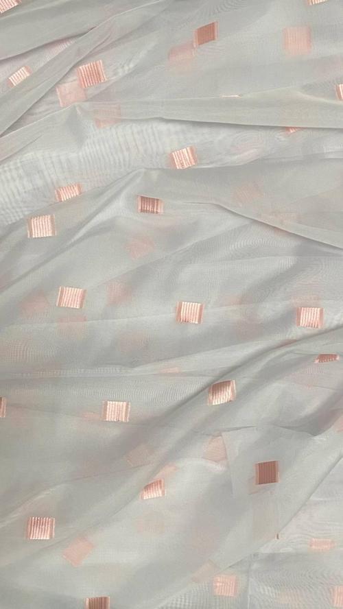 TERGAL PEMBE KARELİ BEYAZ RENK TEK KANAT Hazır Dikilmiş Pileli Fon Perde 300*260 Cm