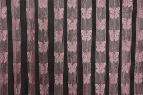KELEBEK  MODEL PEMBE RENK İP PERDE HAZIR DÜĞMELERİ DİKİLMİŞ İP PERDE 300*280 cm