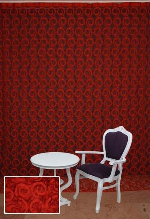VAKKO  MODEL KIRMIZI RENK İP PERDE HAZIR DÜĞMELERİ DİKİLMİŞ İP PERDE 300*270 cm
