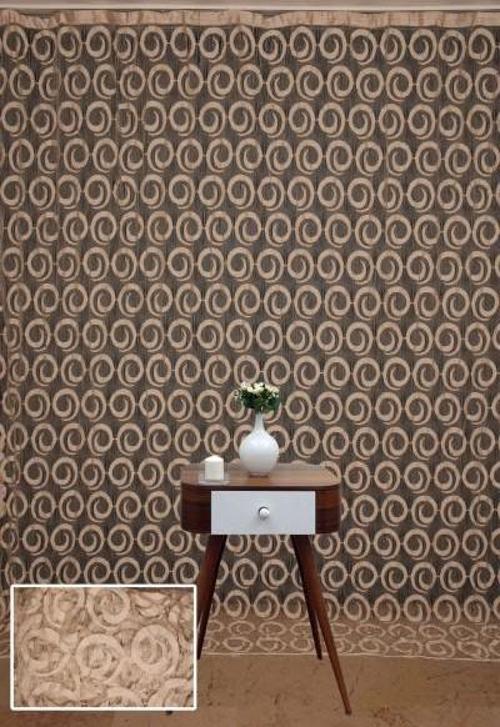 VAKKO  MODEL VİZON RENK İP PERDE HAZIR DÜĞMELERİ DİKİLMİŞ İP PERDE 300*270 cm