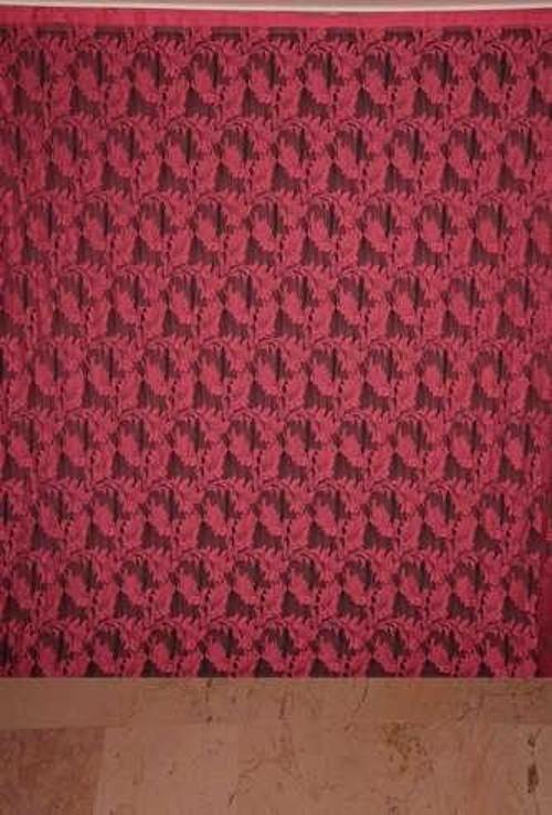 YAPRAK  MODEL FUŞYA RENK İP PERDE HAZIR DÜĞMELERİ DİKİLMİŞ İP PERDE 300*280 cm