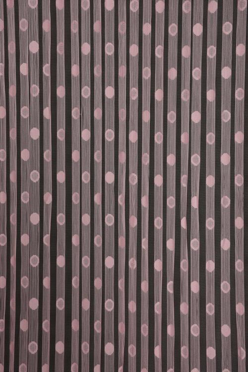 KÜÇÜK PUANLI MODEL PEMBE RENK HAZIR İP PERDE 300*270 cm