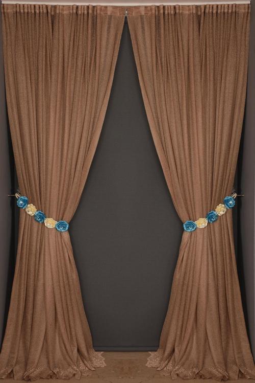 DAR ETEK MODEL VİZON RENK TEK KANAT Hazır Pileli Fon Perde 300*260