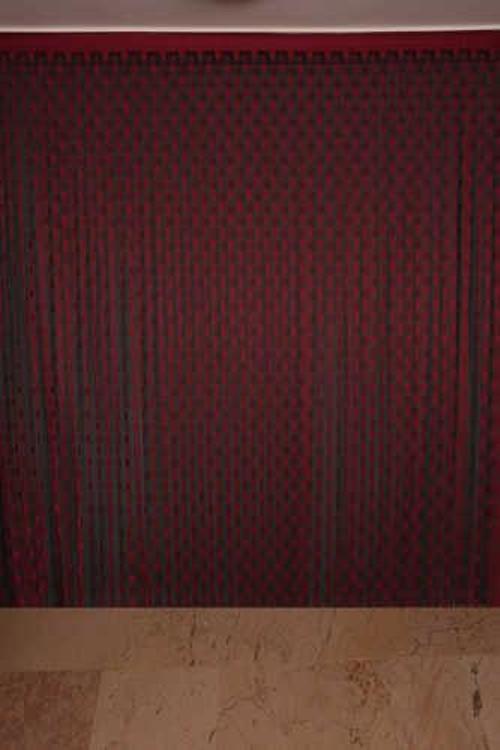 PUANLI MODEL BORDO RENK İP PERDE HAZIR DÜĞMELERİ DİKİLMİŞ İP PERDE 300*270 cm